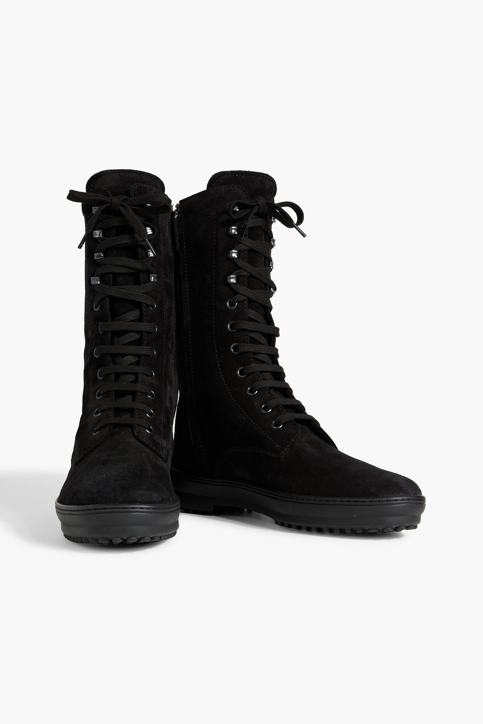 Tod's Lace-up Suede Boots In Black