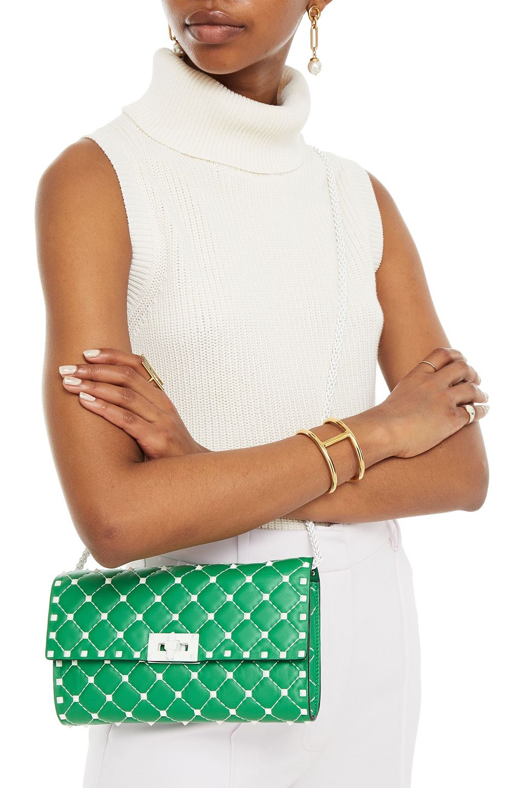 VALENTINO GARAVANI Rockstud Spike quilted leather shoulder bag THE