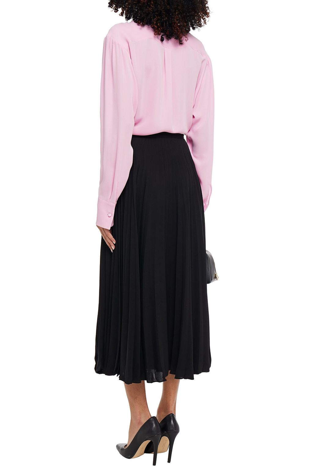 VALENTINO GARAVANI Pleated silk crepe de chine midi skirt