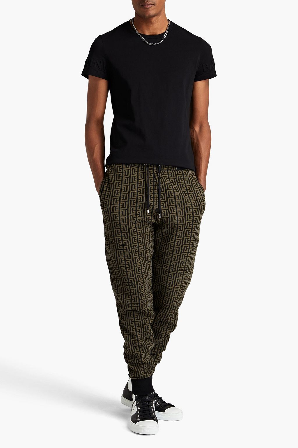 BALMAIN Logo-print jacquard-knit track pants
