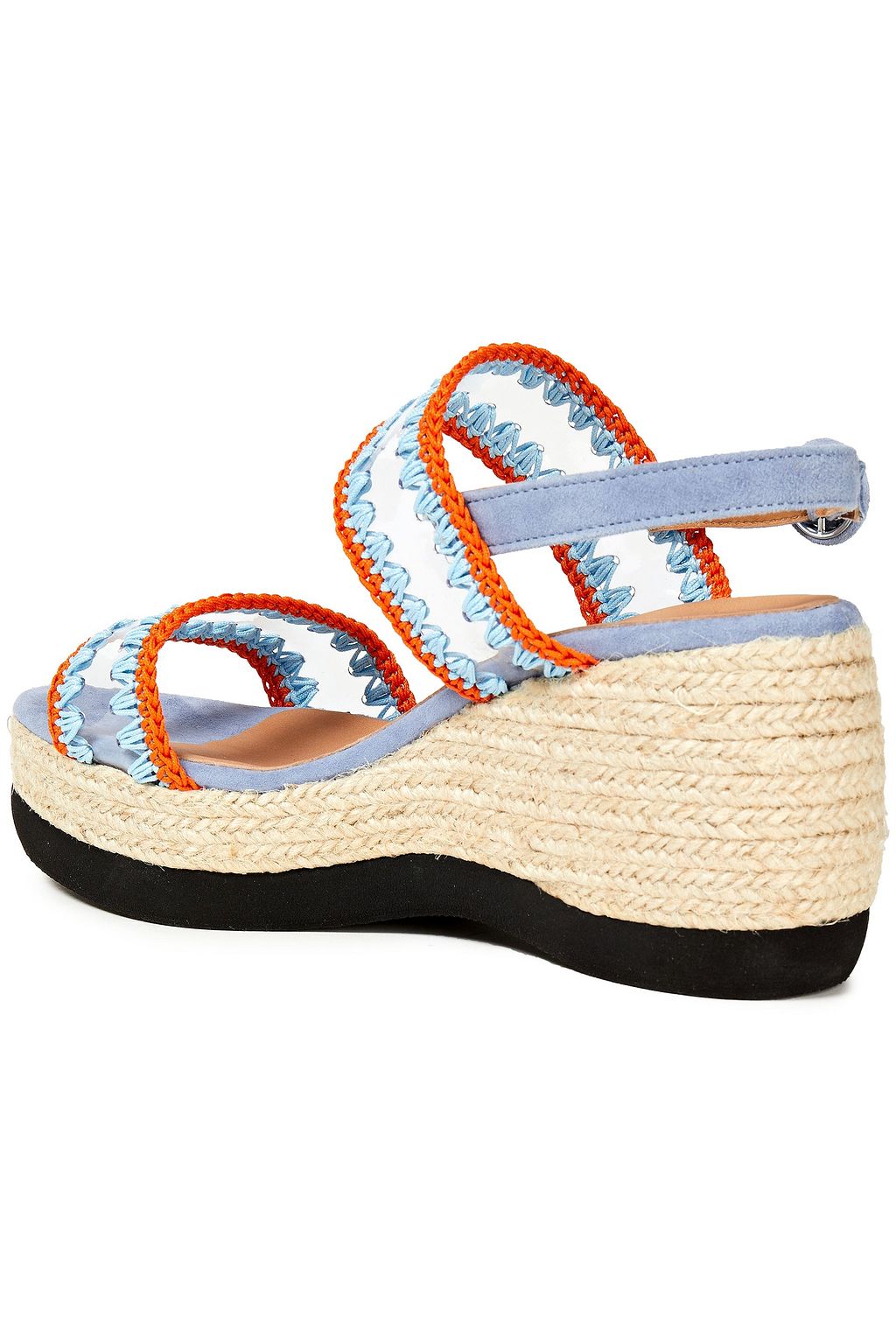 CASTAÑER Xully whipstitched PVC and suede wedge espadrille sandals