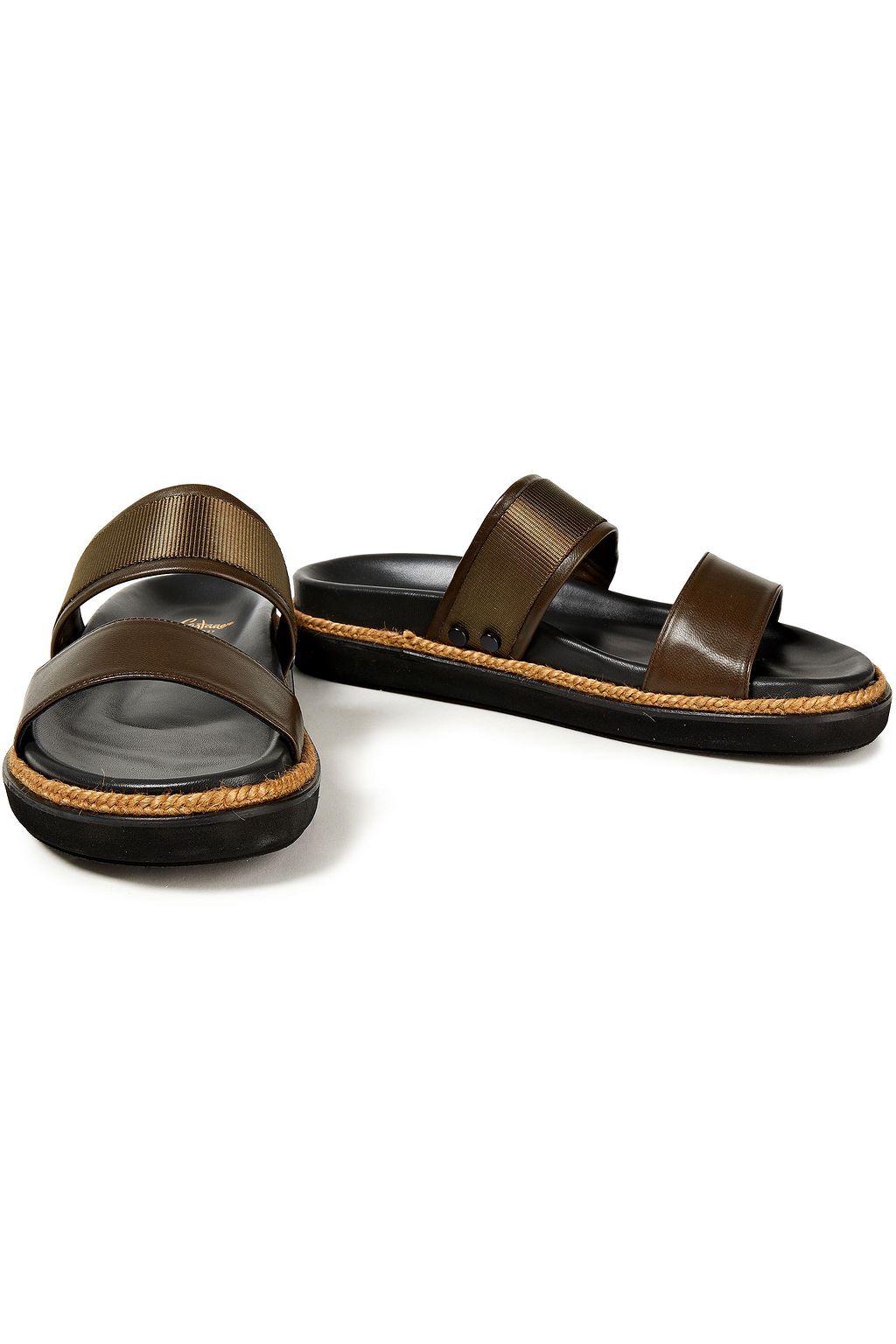 CASTAÑER Zoe grosgrain-trimmed leather slides