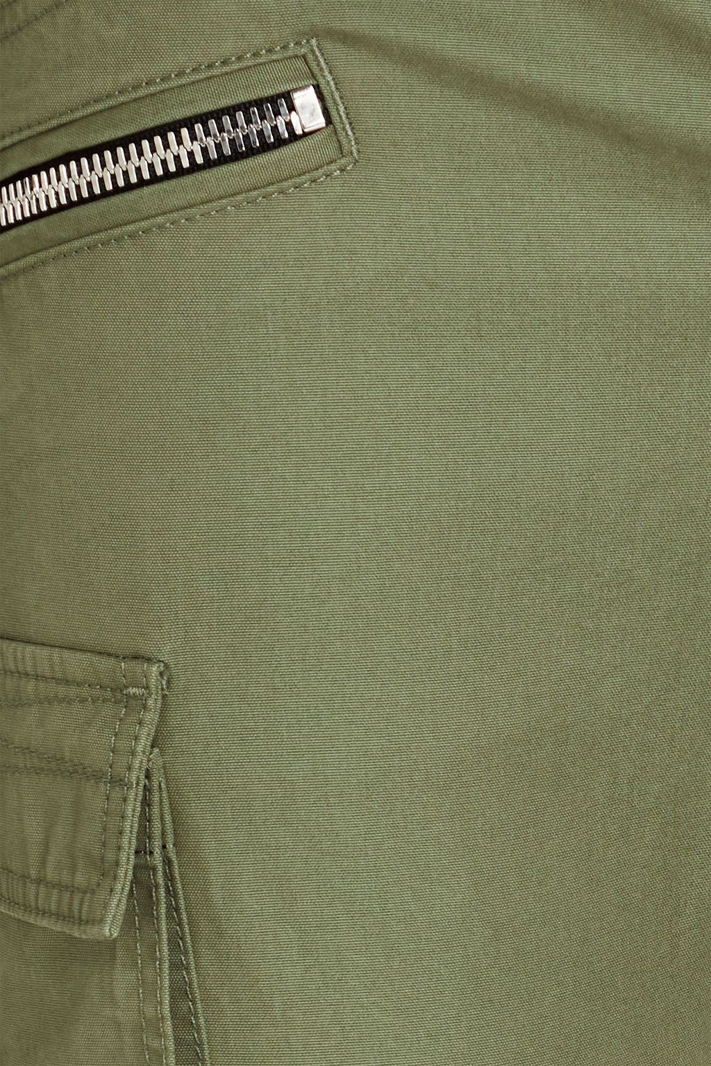 BALMAIN 로고 프린트 핀턱 디테일 코튼 캔버스 카고 팬츠