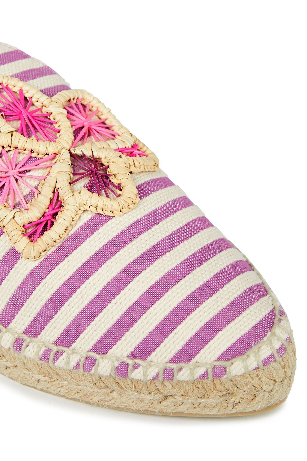 CASTAÑER Rumi embellished striped jacquard slippers
