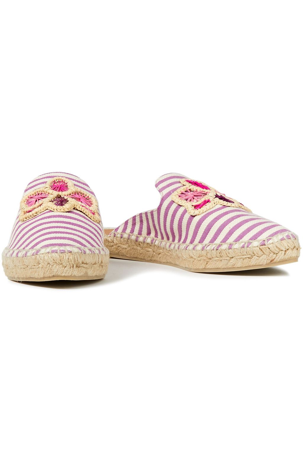 CASTAÑER Rumi embellished striped jacquard slippers