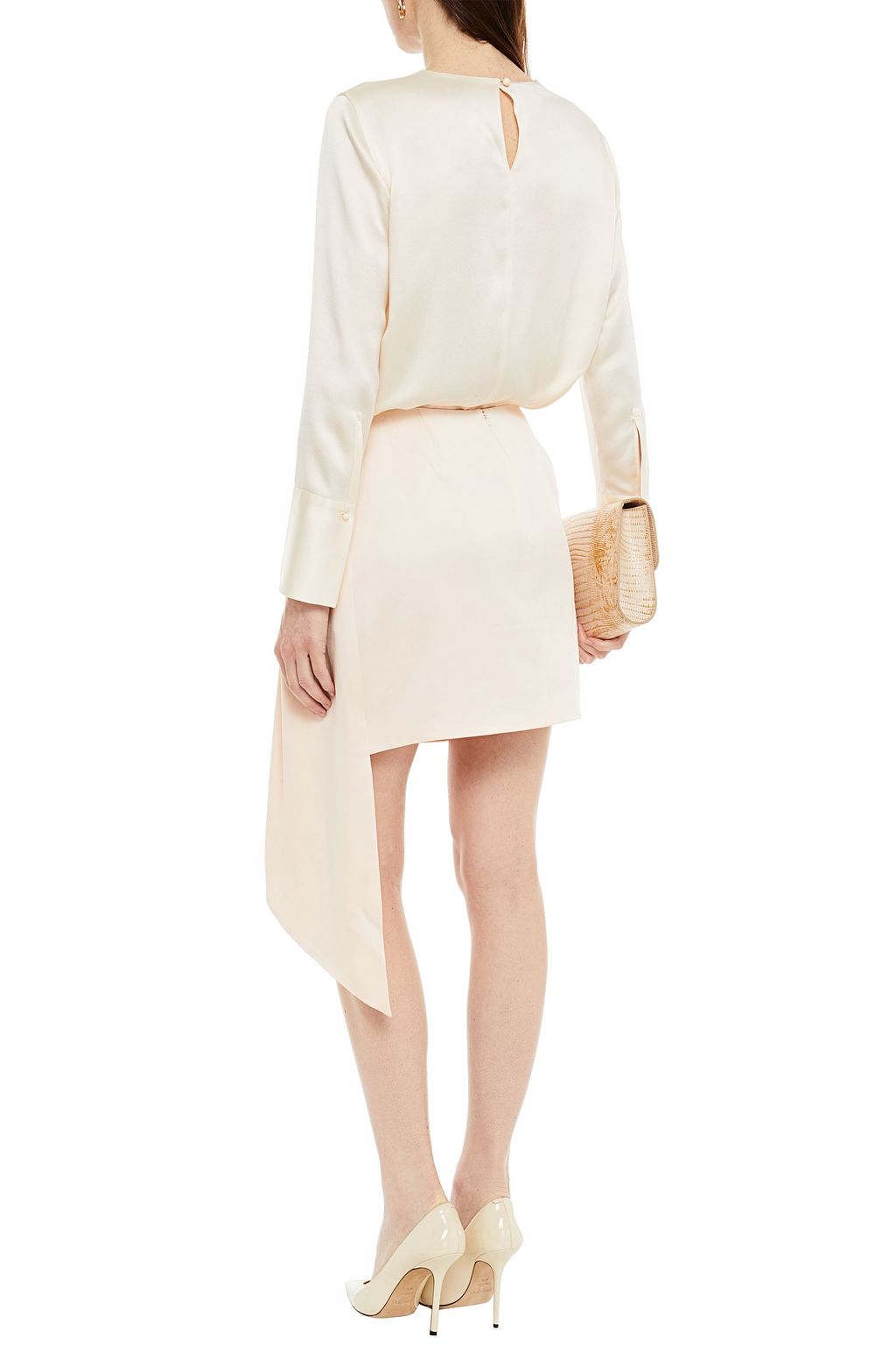 SIMKHAI Mae asymmetric draped satin mini skirt