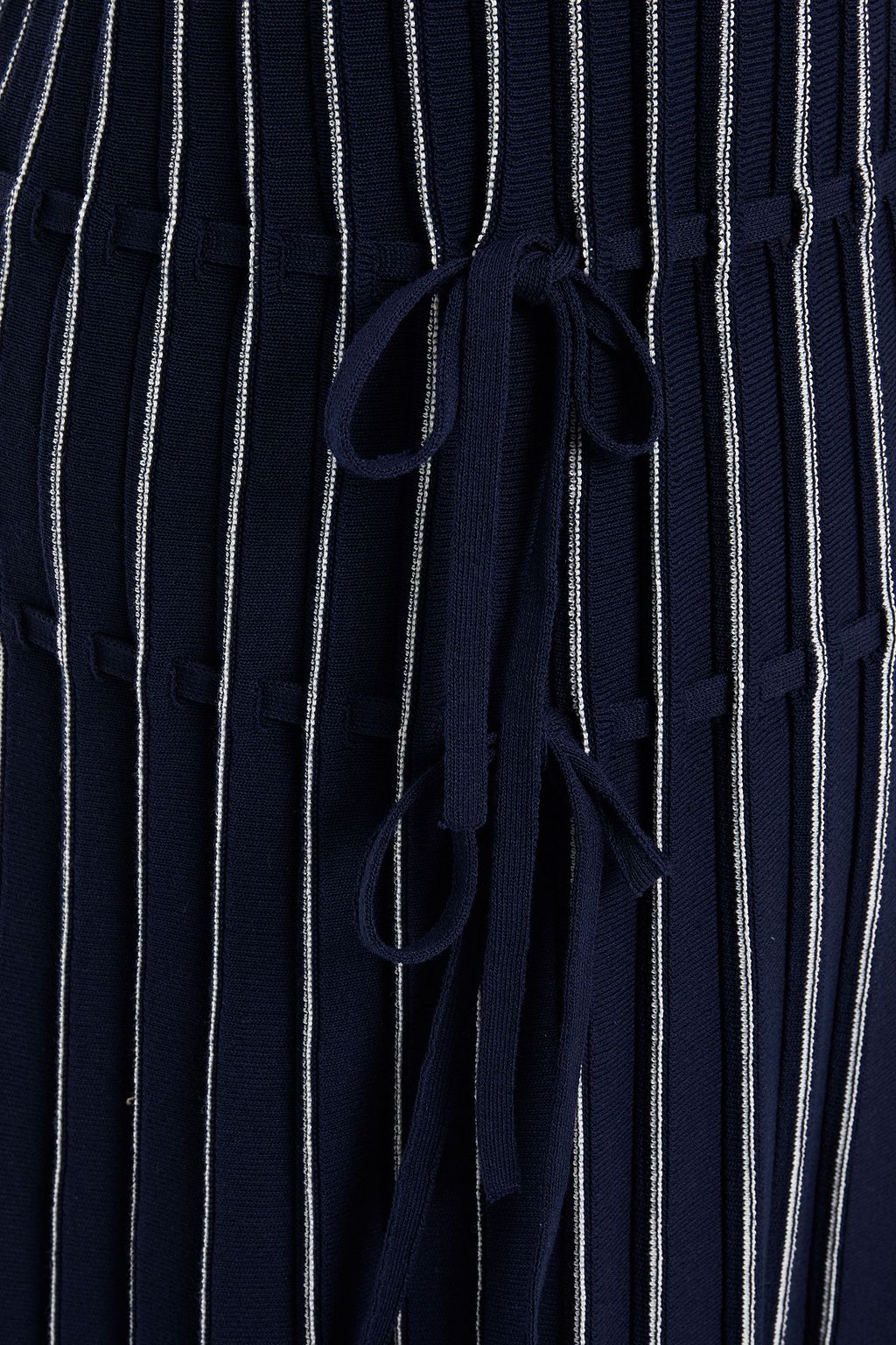 SIMKHAI Raelynn pleated striped cotton-blend midi skirt