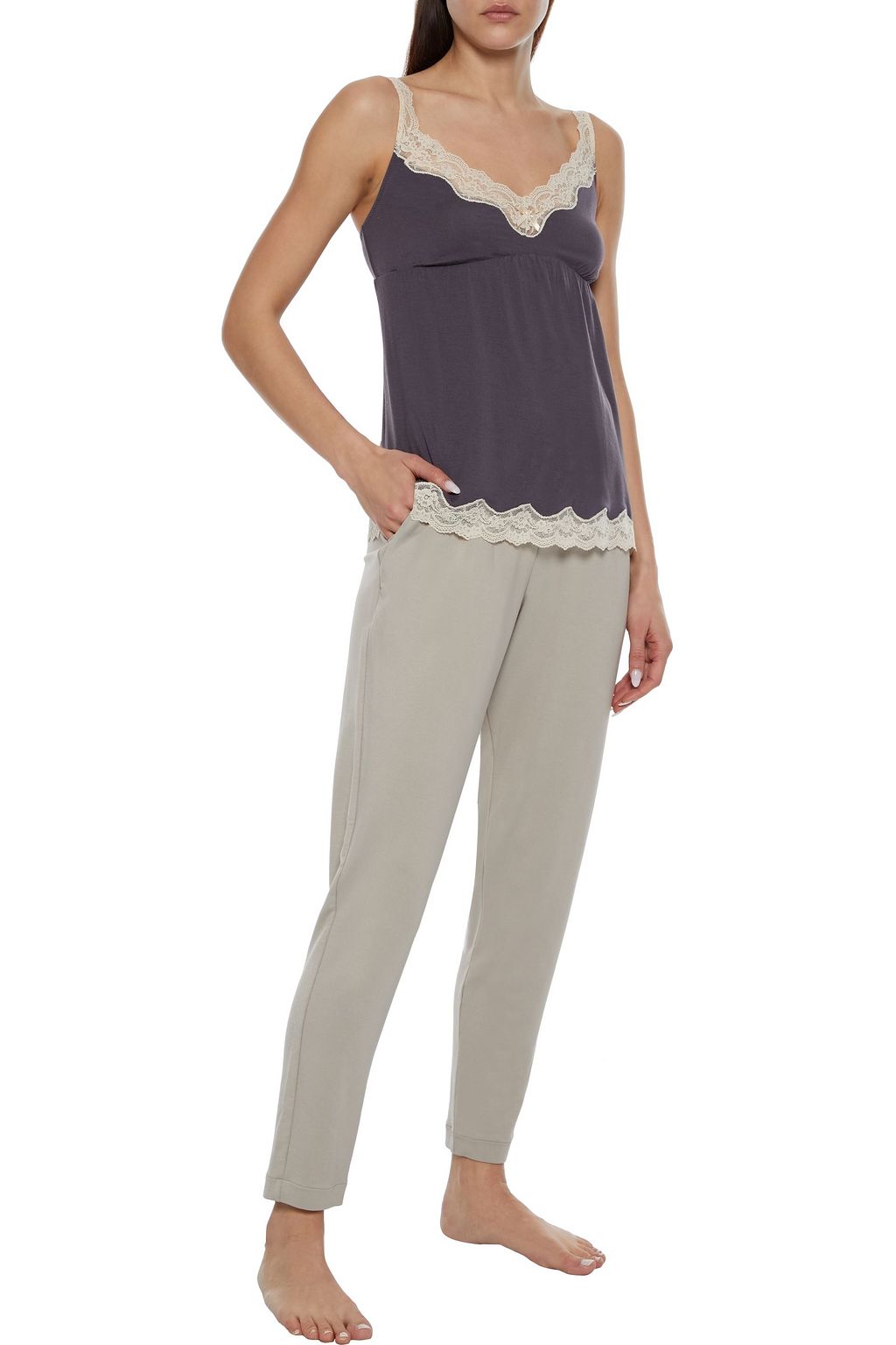 EBERJEY Lady Godiva lace-trimmed stretch-modal jersey camisole