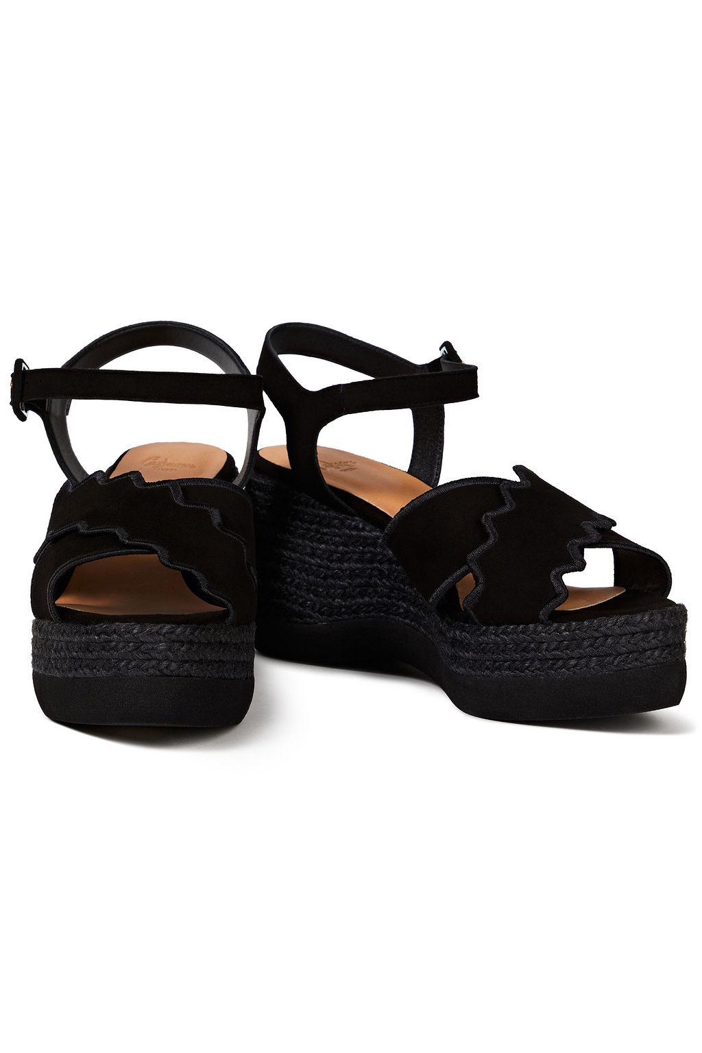 CASTAÑER Xeba scalloped suede espadrille wedge sandals