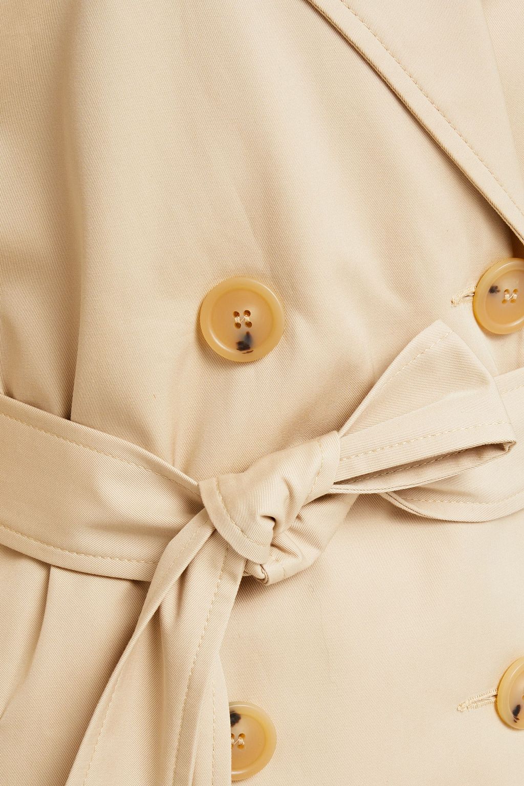 SANDRO Double-breasted cotton-gabardine and checked jacquard trench coat