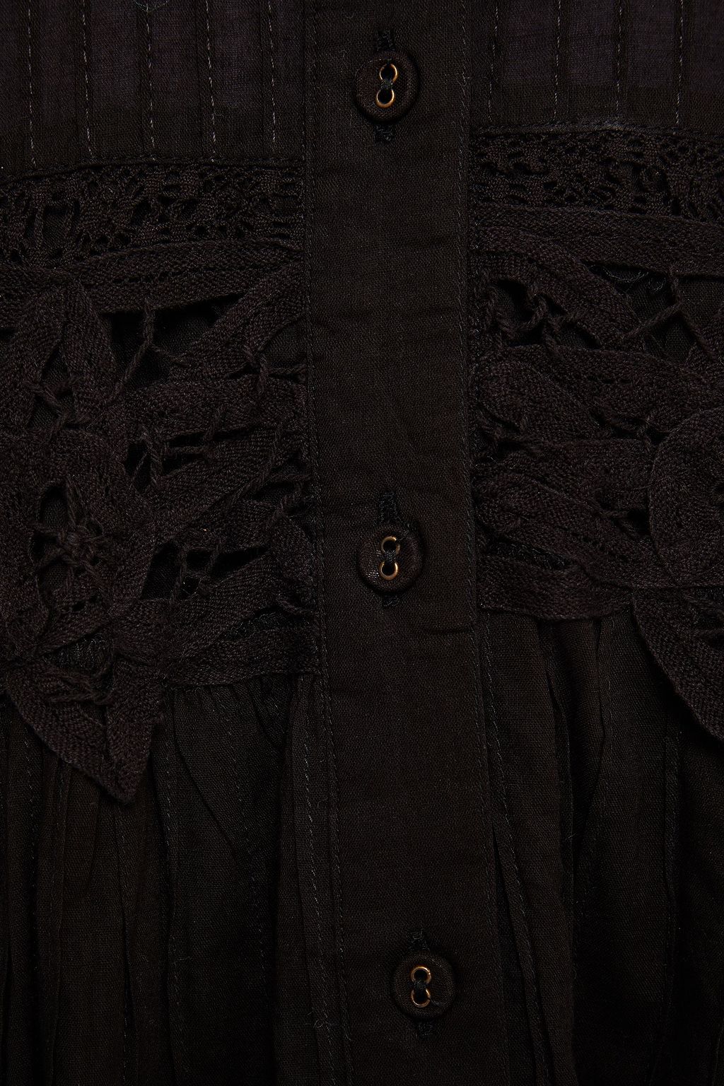 VELVET BY GRAHAM & SPENCER Pintucked lace-paneled cotton-voile midi dress