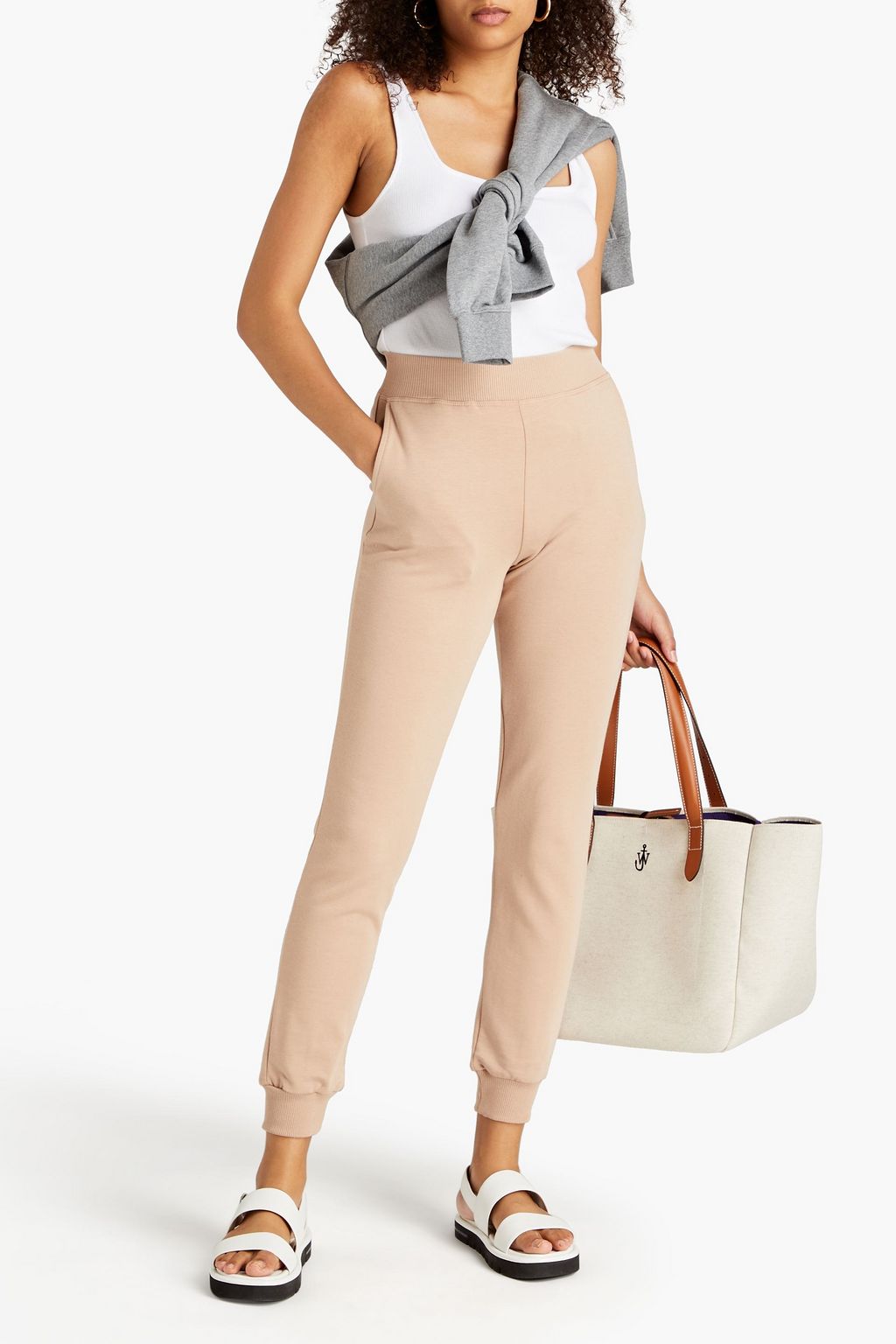 L'AGENCE Stretch cotton and modal-blend track pants