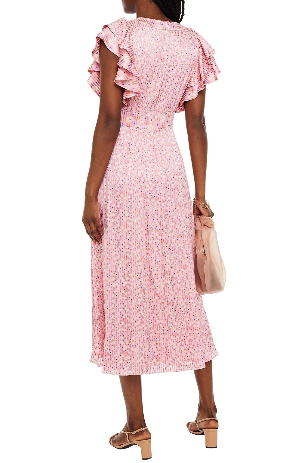 KATE SPADE NEW YORK Ruffled floral-print satin-jacquard midi dress