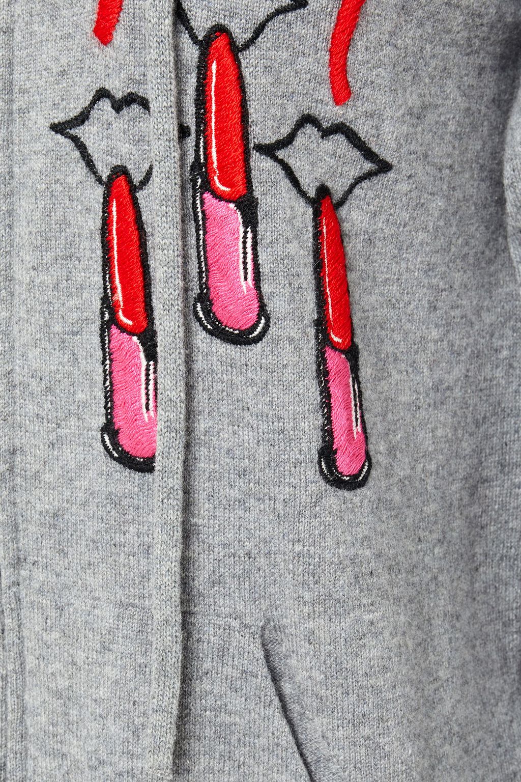 VALENTINO GARAVANI Embroidered jacquard-knit cashmere zip-up hoodie