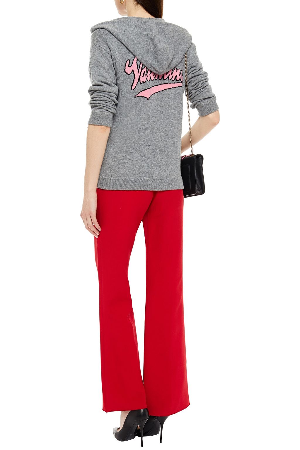 VALENTINO GARAVANI Embroidered jacquard-knit cashmere zip-up hoodie