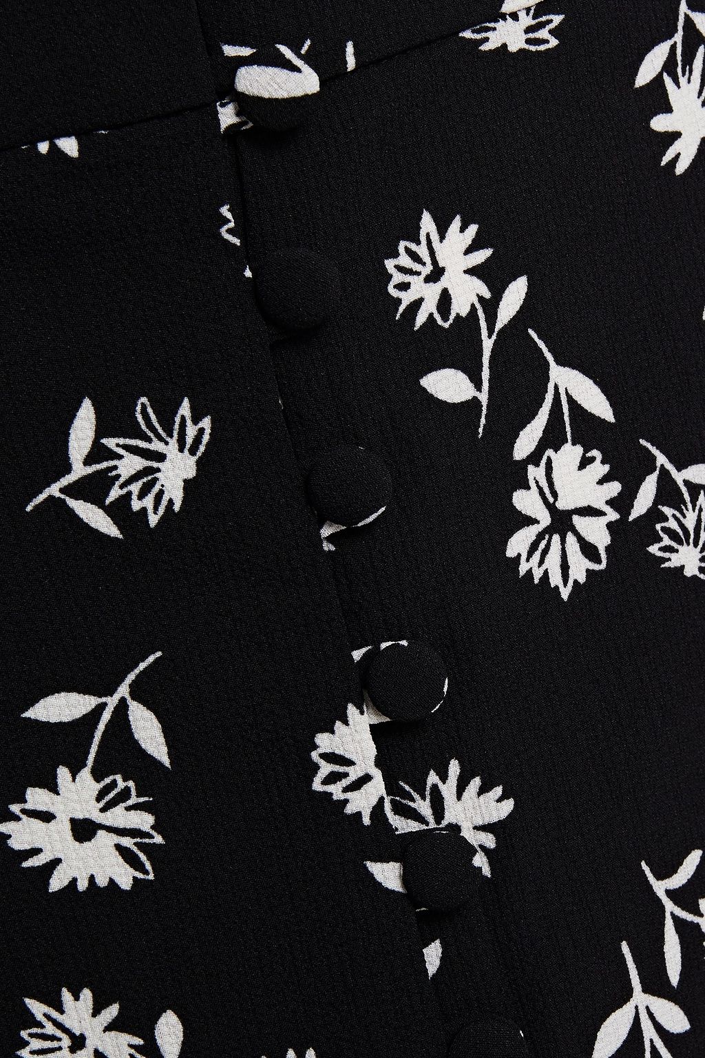 KATE SPADE NEW YORK Button-embellished floral-print crepe midi skirt