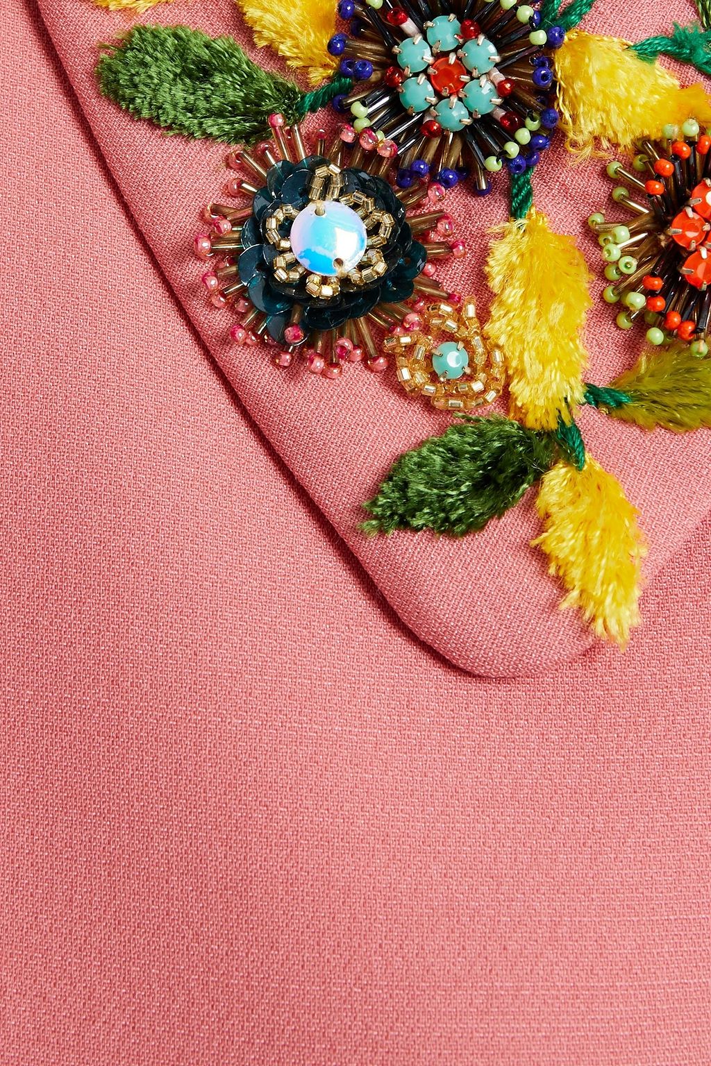 VALENTINO GARAVANI Embellished wool and silk-blend crepe top