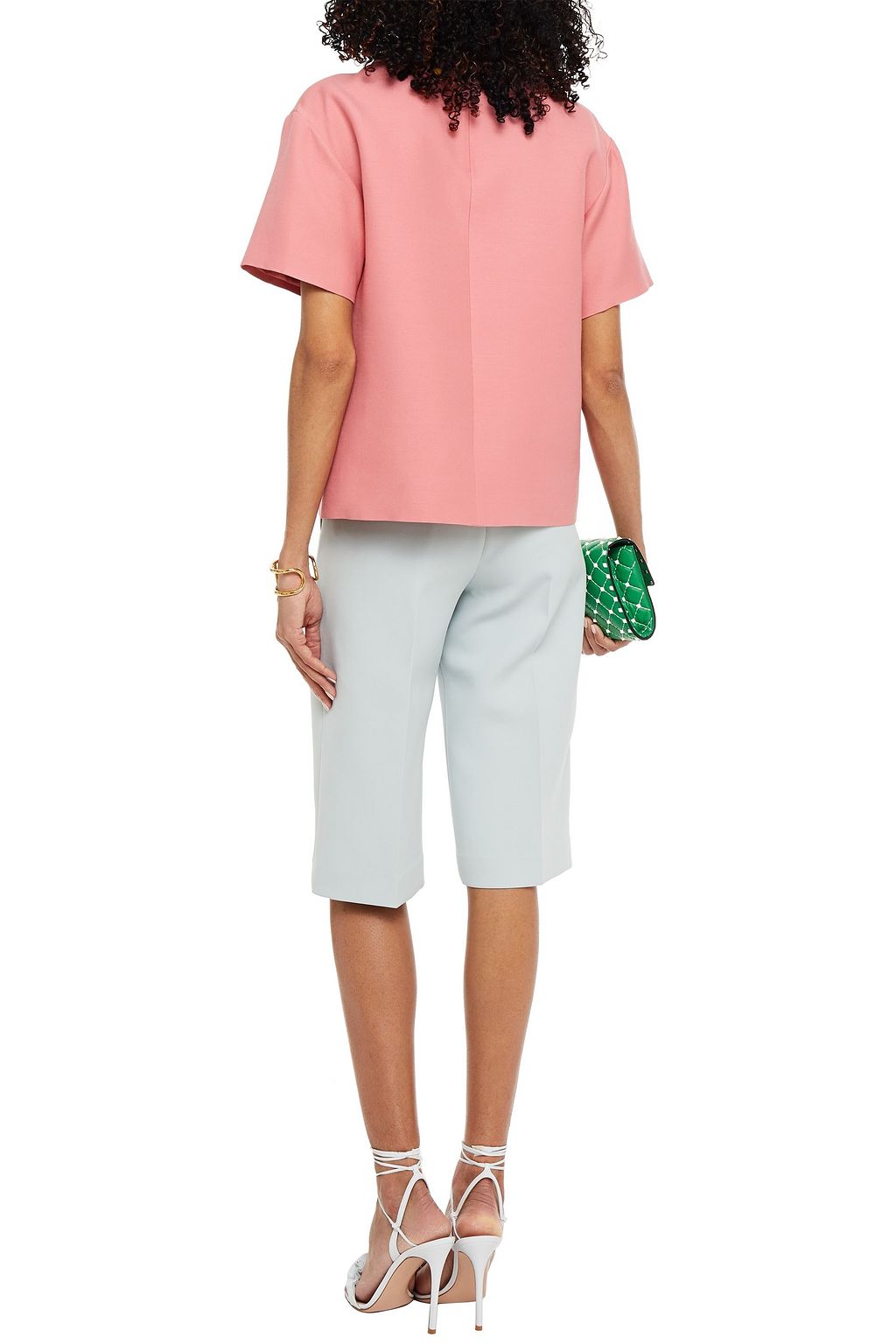 VALENTINO GARAVANI Embellished wool and silk-blend crepe top