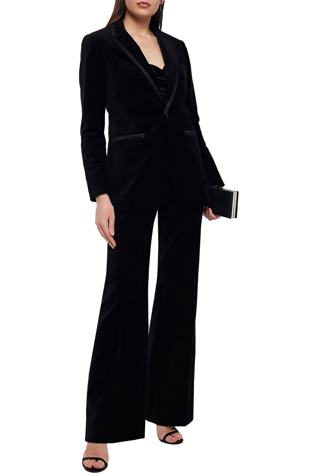 JOIE Olicia satin-trimmed cotton-blend velvet blazer