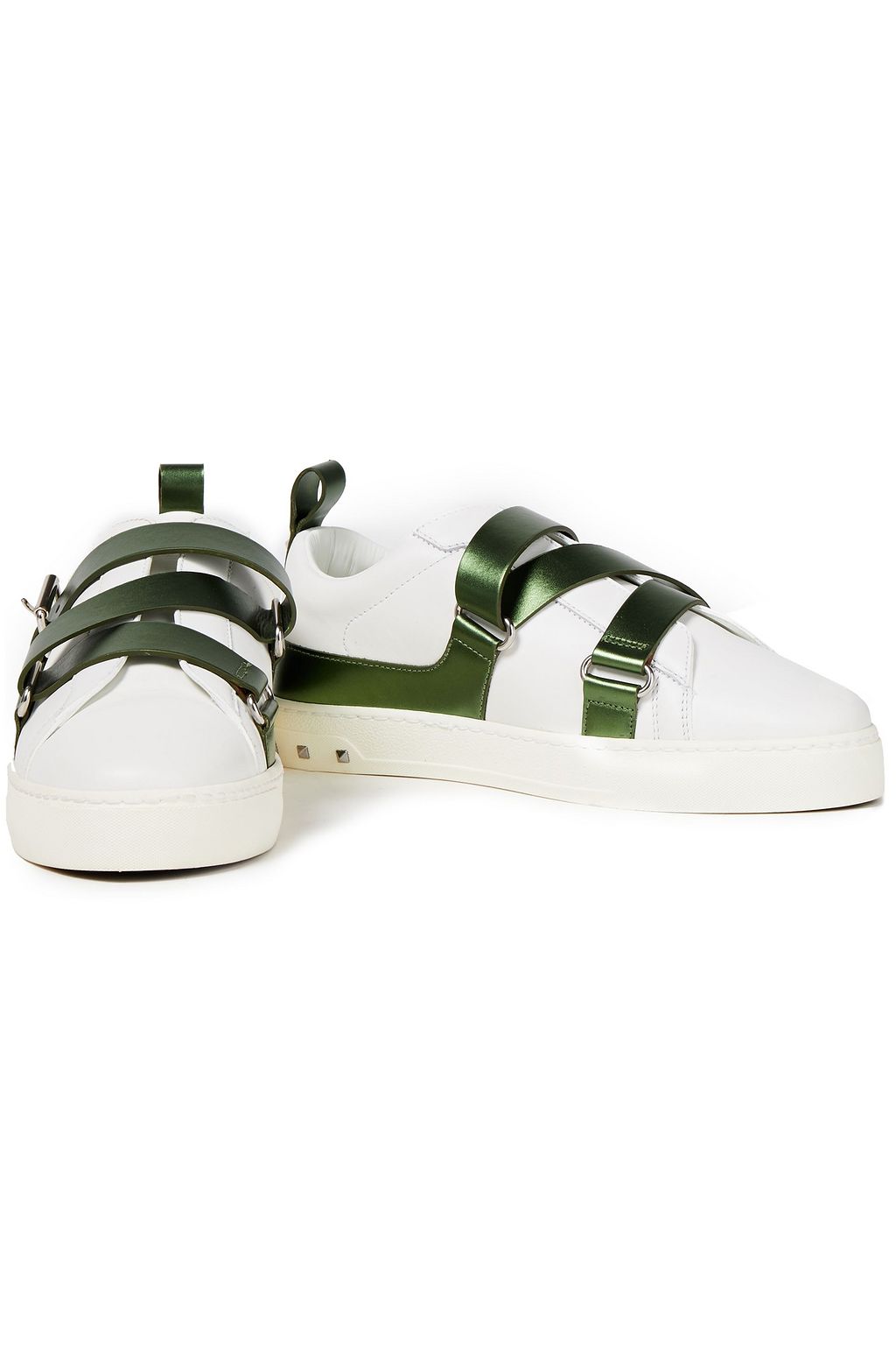 VALENTINO GARAVANI V-Punk two-tone studded leather sneakers