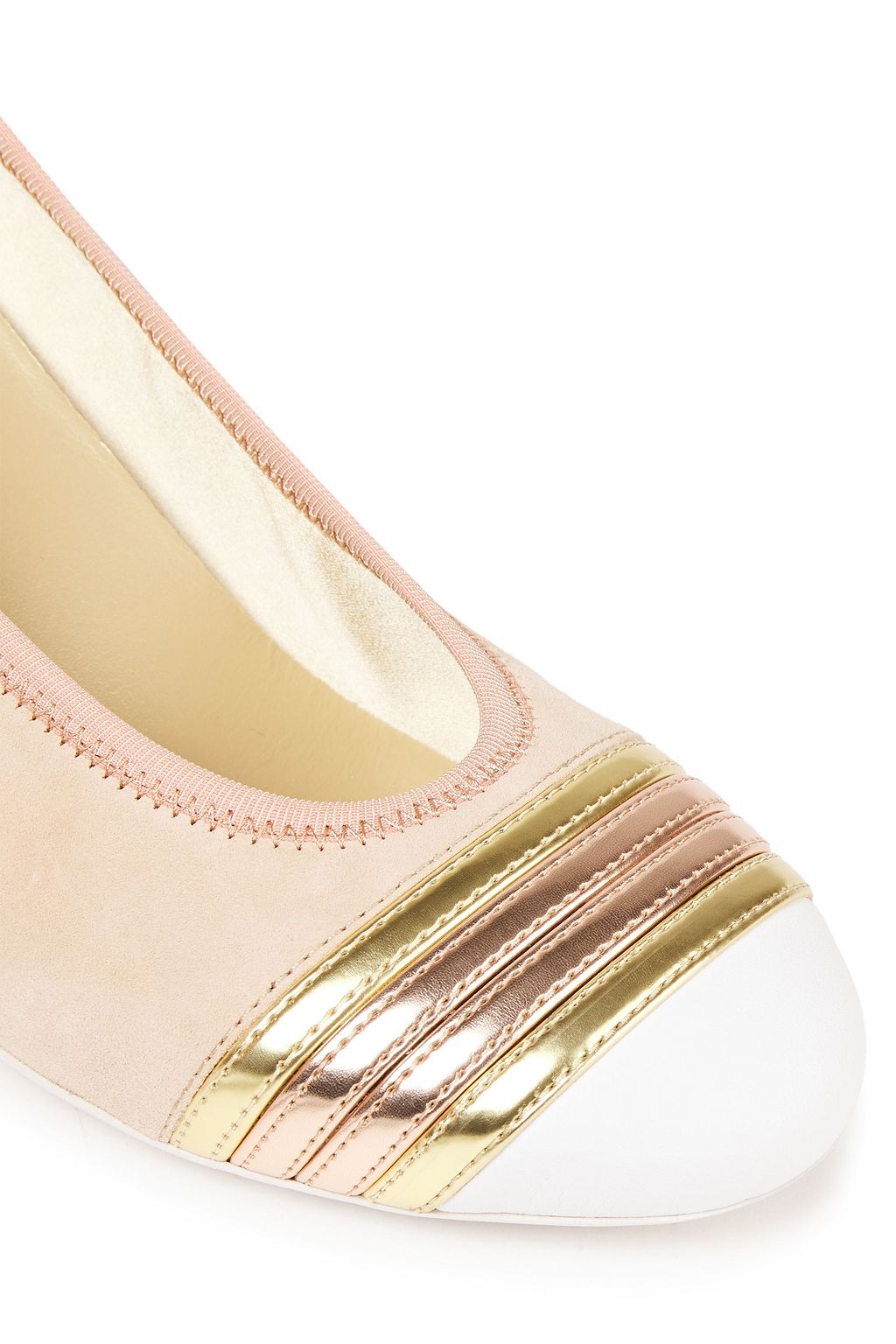 HOGAN Metallic leather and suede ballet flats