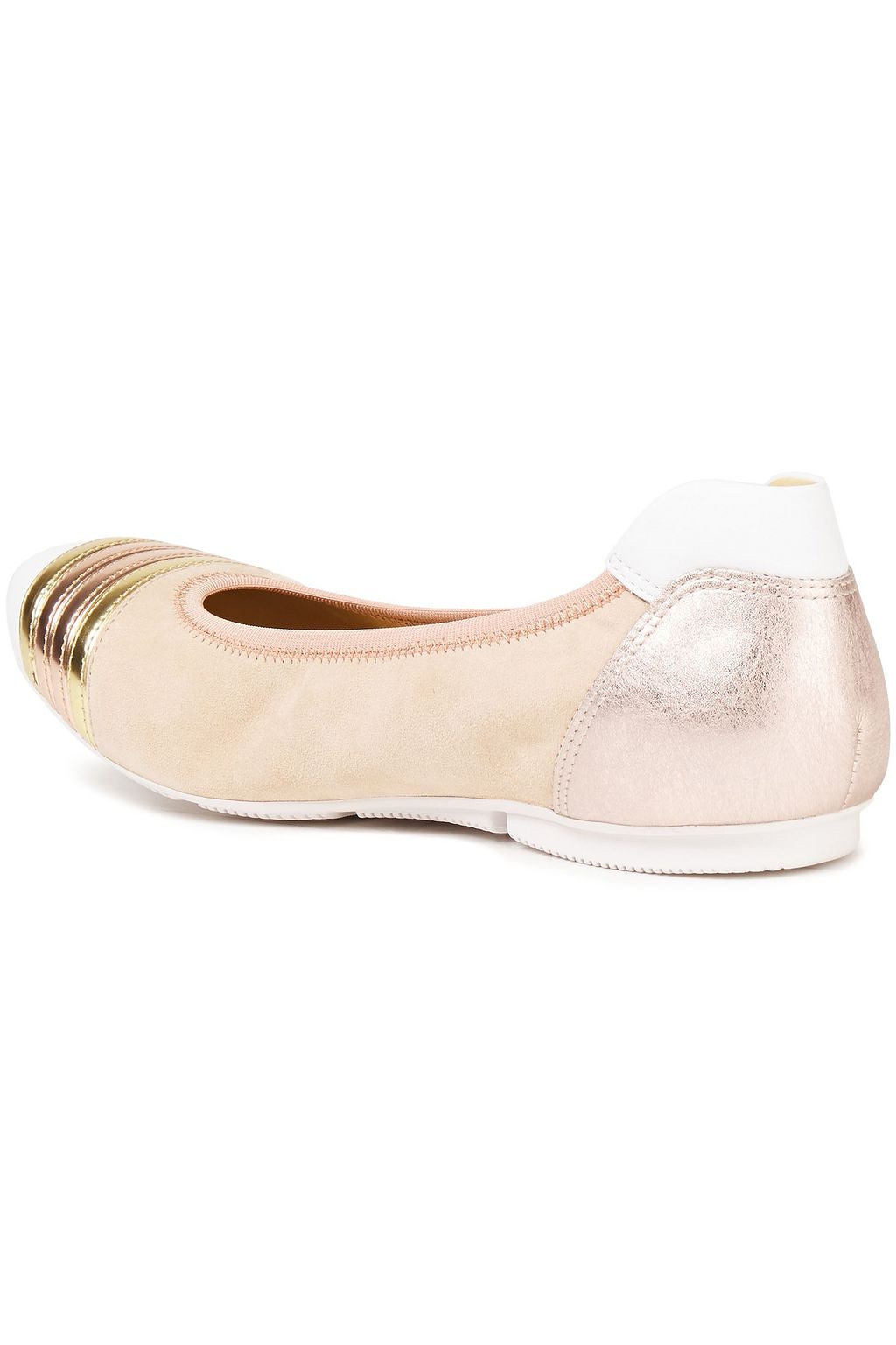 HOGAN Metallic leather and suede ballet flats