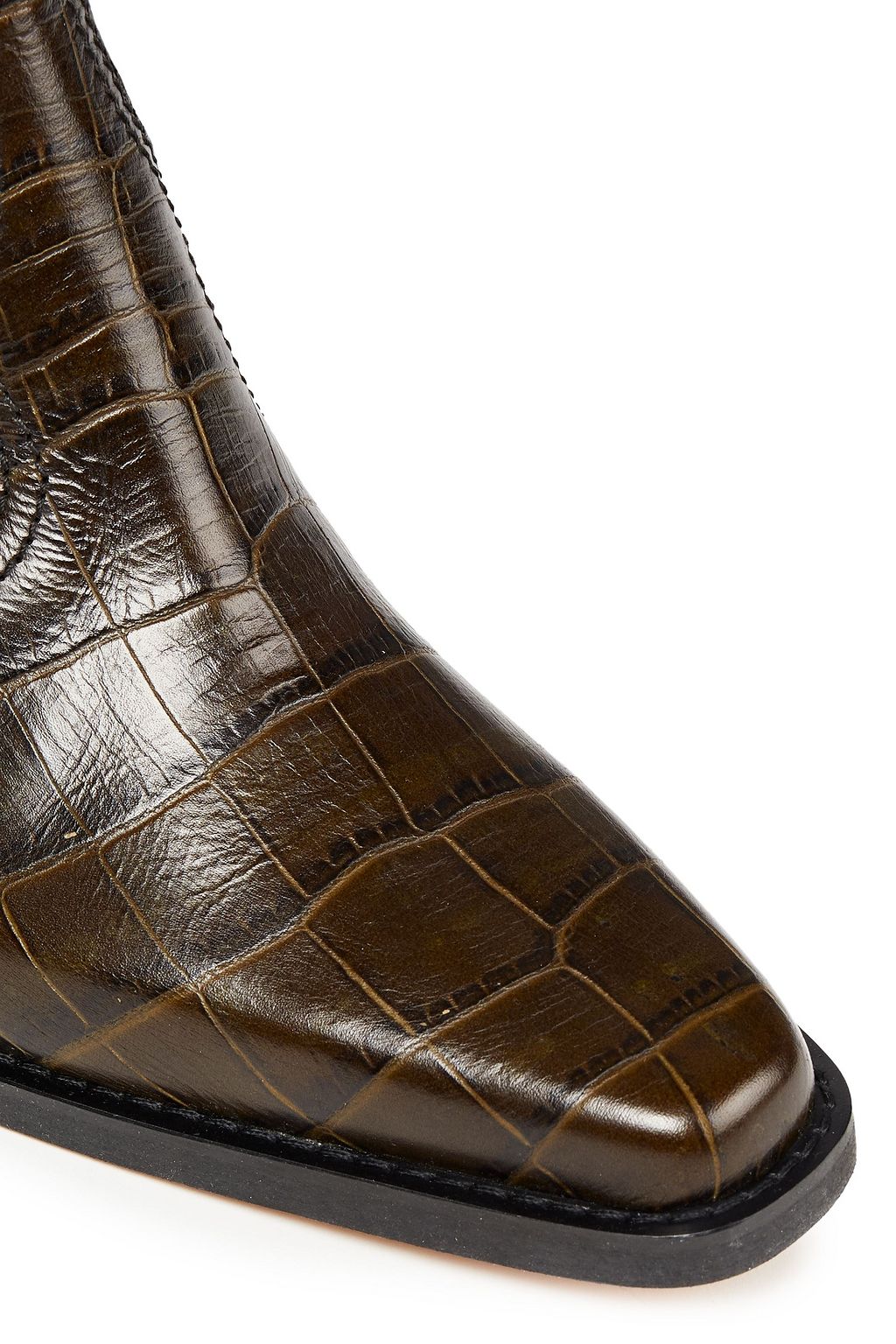 GANNI Croc-effect leather knee boots