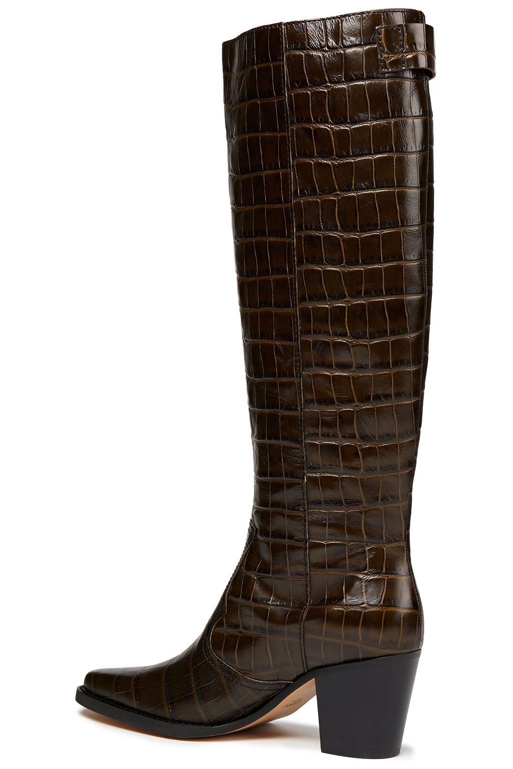 GANNI Croc-effect leather knee boots