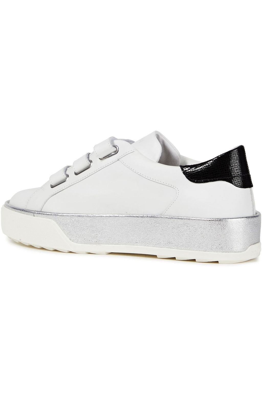 HOGAN R320 paneled metallic, snake-effect and smooth leather sneakers