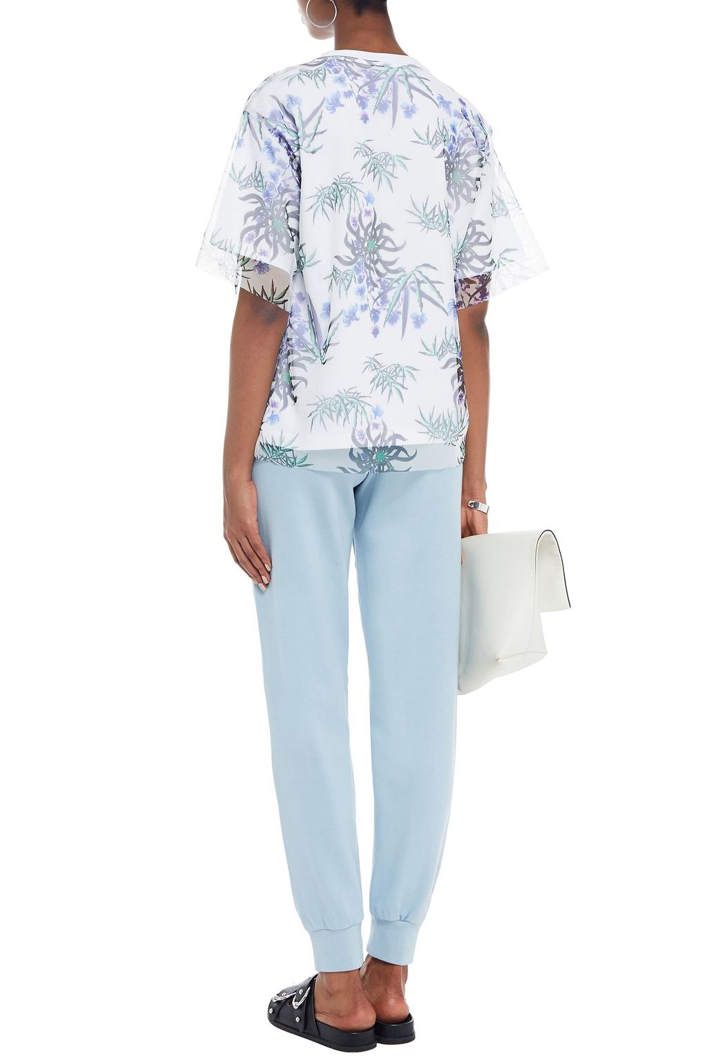 KENZO Printed cotton-jersey and stretch-mesh T-shirt
