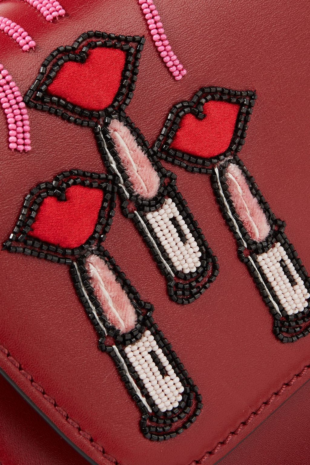 VALENTINO GARAVANI Demilune appliquéd leather shoulder bag