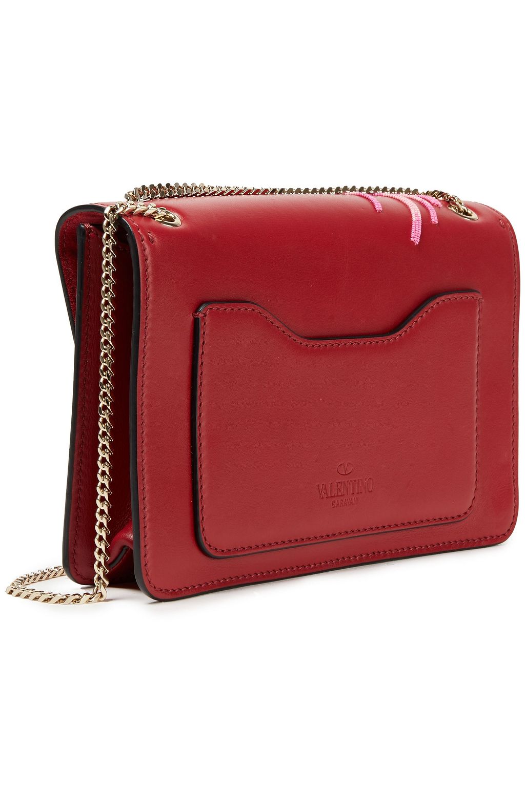 VALENTINO GARAVANI Demilune appliquéd leather shoulder bag