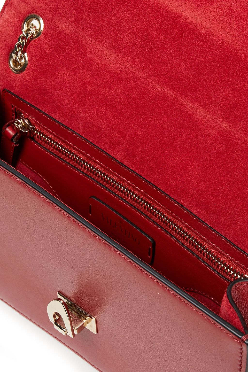 VALENTINO GARAVANI Demilune appliquéd leather shoulder bag