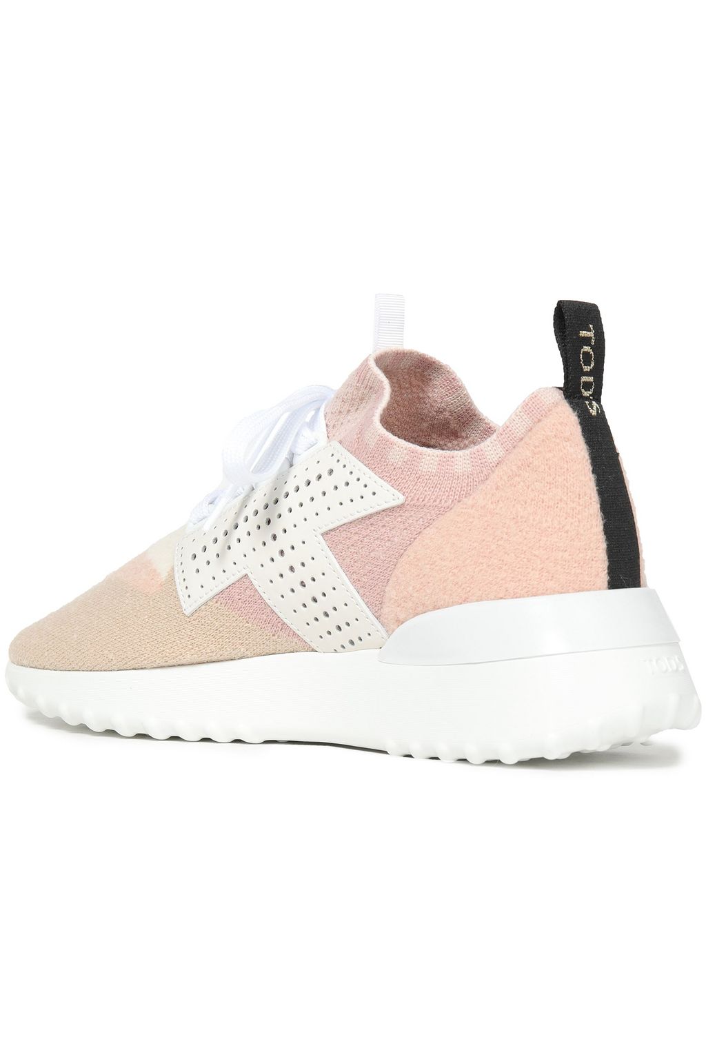 TOD'S Sneakers aus Stretch-Strick mit Lederbesatz in Metallic-Optik