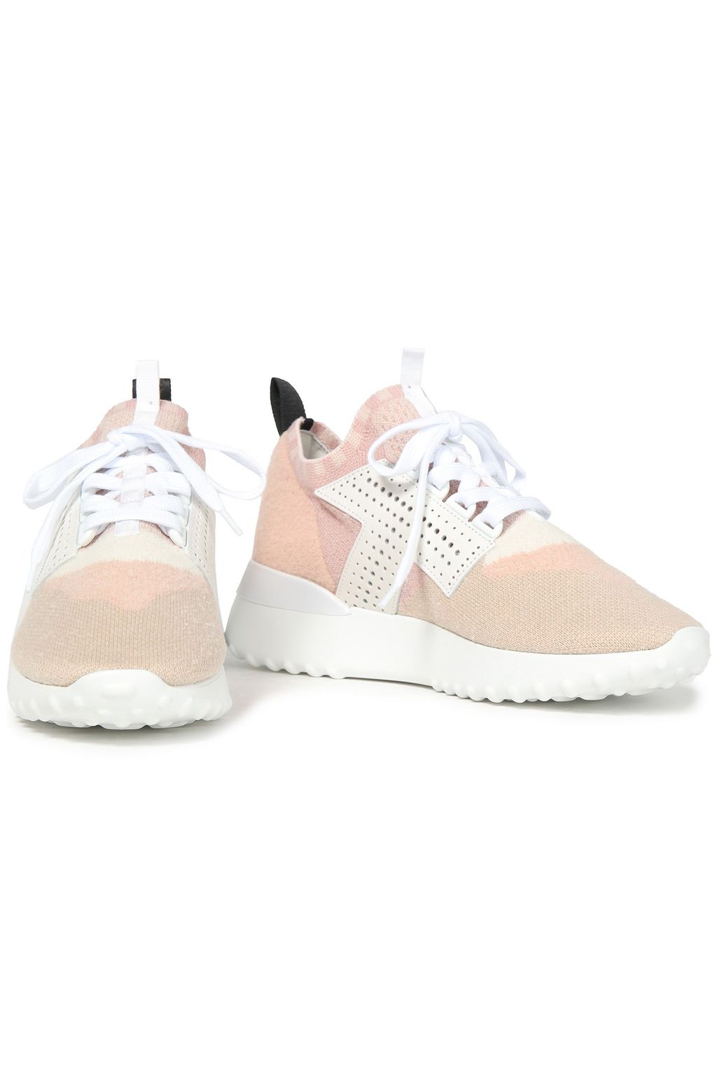 TOD'S Sneakers aus Stretch-Strick mit Lederbesatz in Metallic-Optik