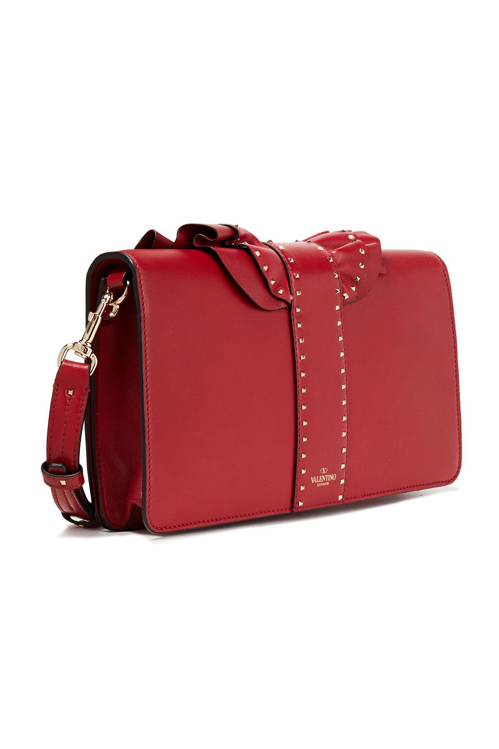 VALENTINO GARAVANI Very V studded ruffled leather shoulder bag
