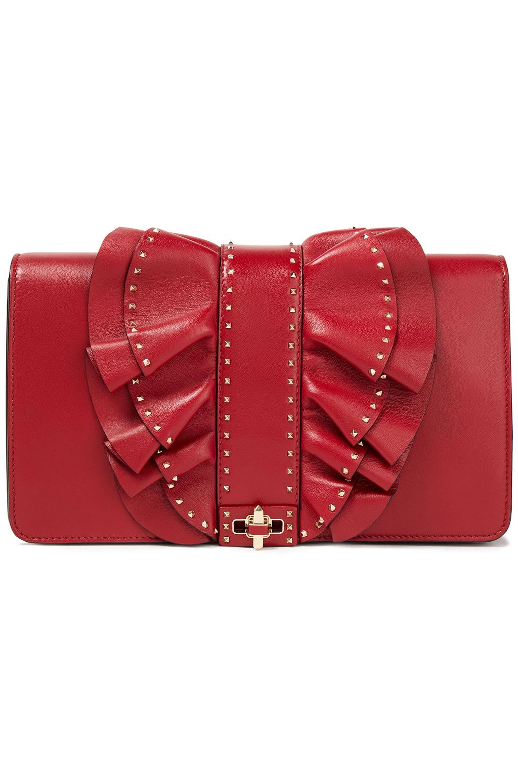 VALENTINO GARAVANI Very V studded ruffled leather shoulder bag