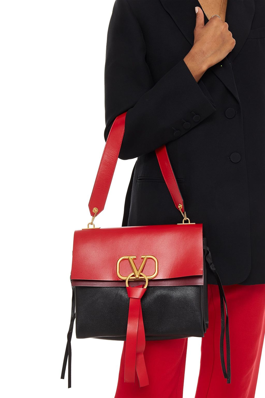 VALENTINO GARAVANI VLogo textured-leather shoulder bag