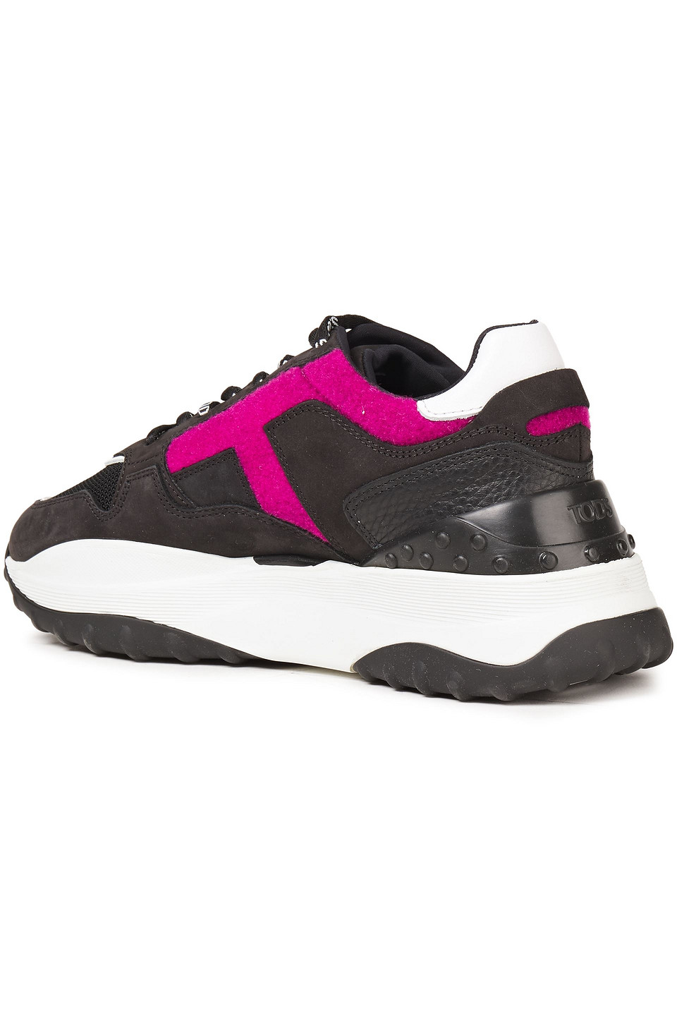 TOD'S COLOR-BLOCK MESH, FELT AND NUBUCK SNEAKERS 3074457345625773153