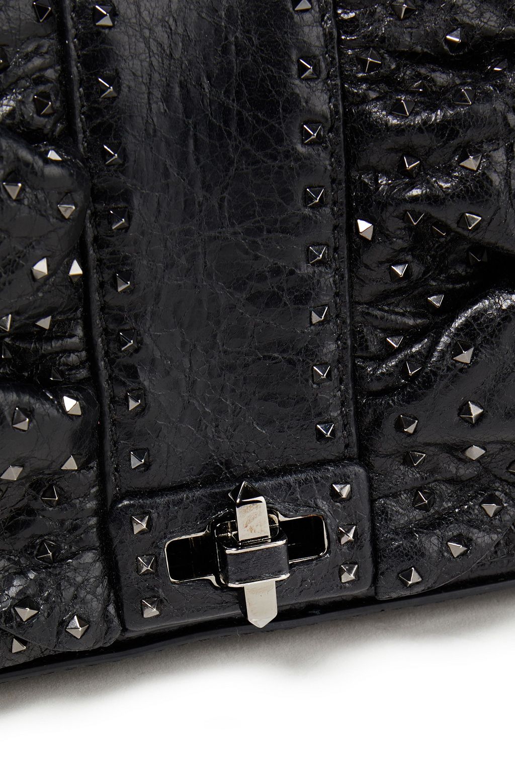 VALENTINO GARAVANI Rock Ruffle studded textured-leather shoulder bag