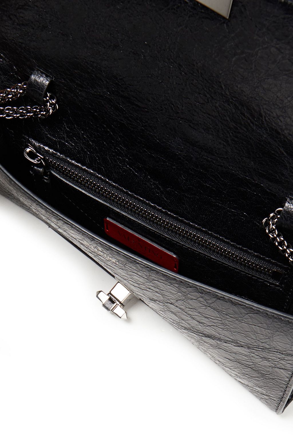 VALENTINO GARAVANI Rock Ruffle studded textured-leather shoulder bag