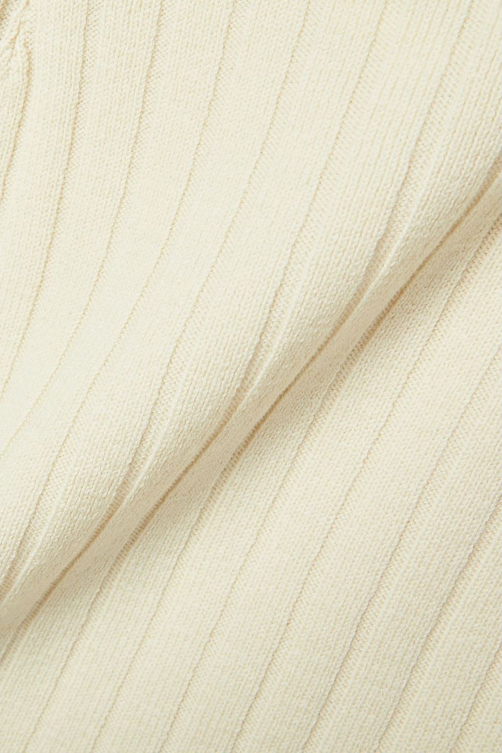 IOANNES Cutout ribbed merino wool-blend midi skirt