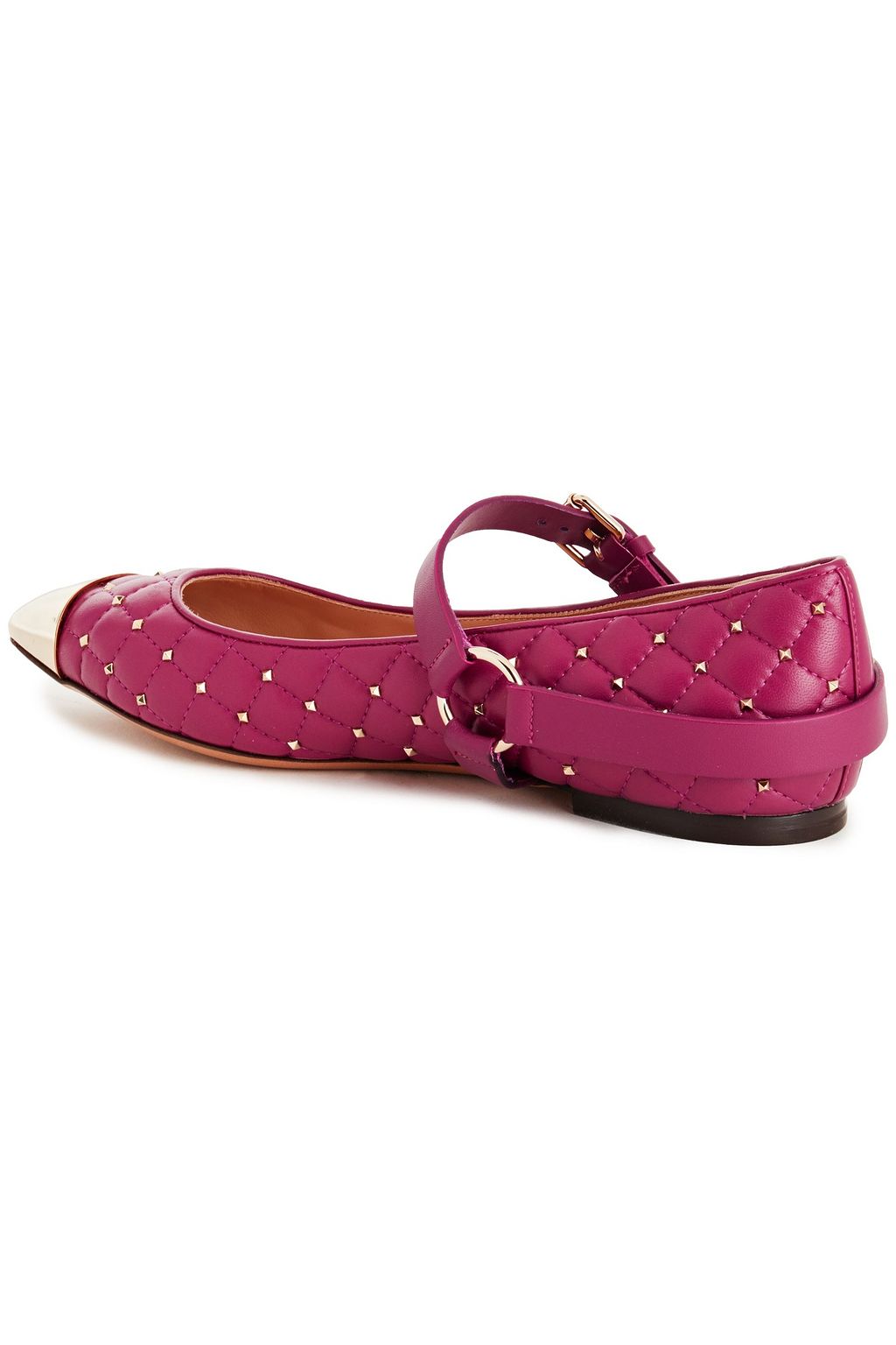 VALENTINO GARAVANI Rockstud Spike embellished quilted point-toe flats