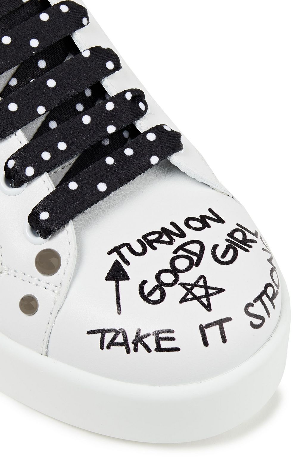 DOLCE&GABBANA Embellished printed leather sneakers