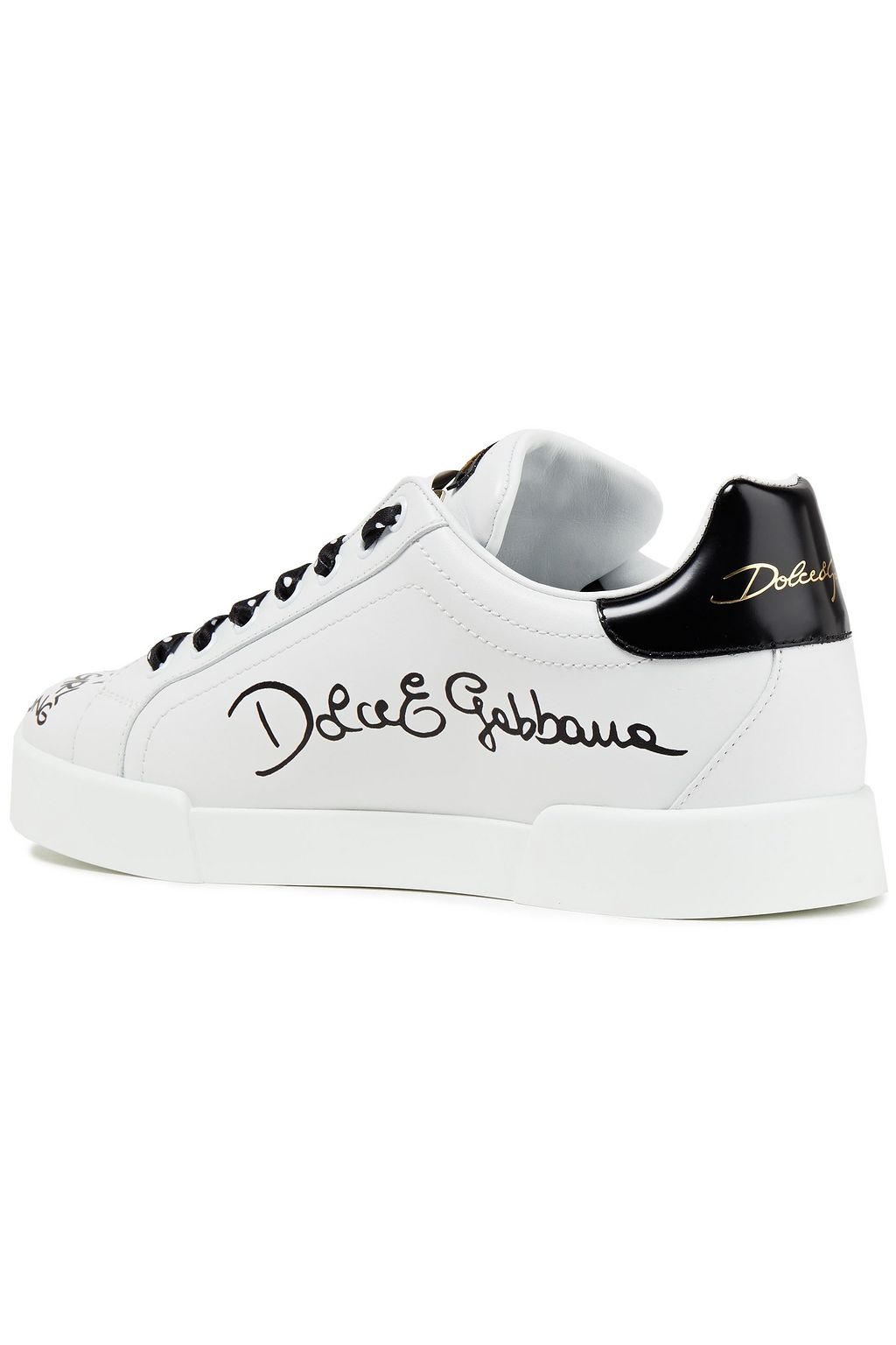 DOLCE&GABBANA Embellished printed leather sneakers