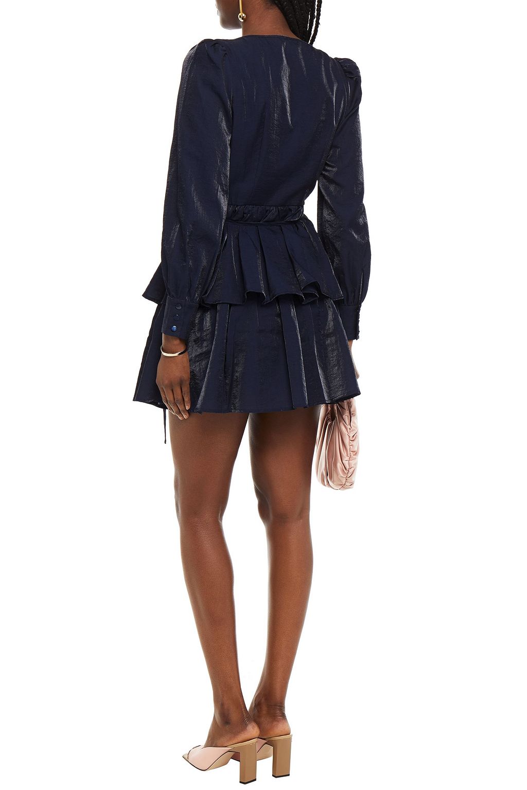 BAUM UND PFERDGARTEN Akeisha tiered moire mini wrap dress