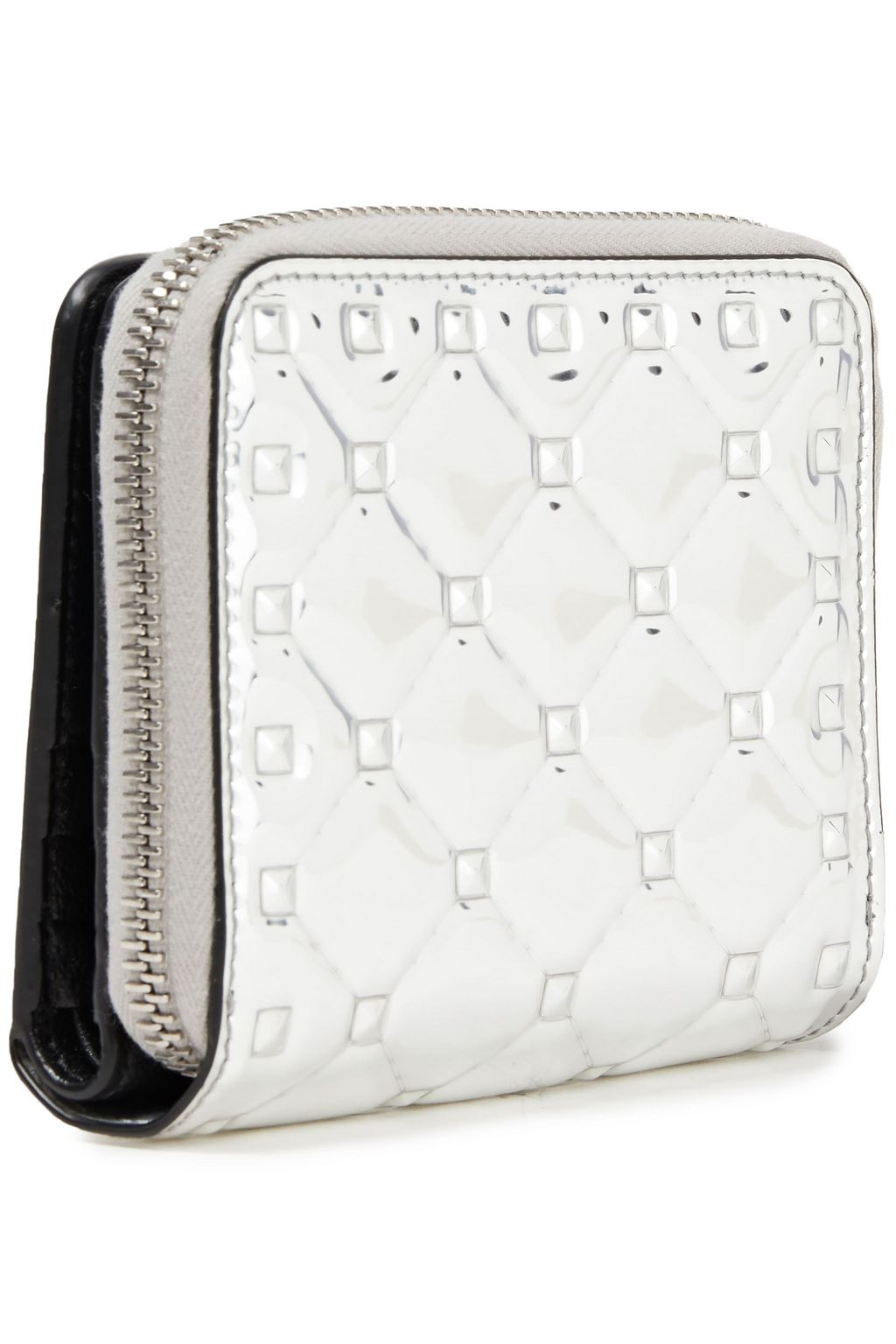 VALENTINO GARAVANI Rockstud quilted mirrored-leather wallet