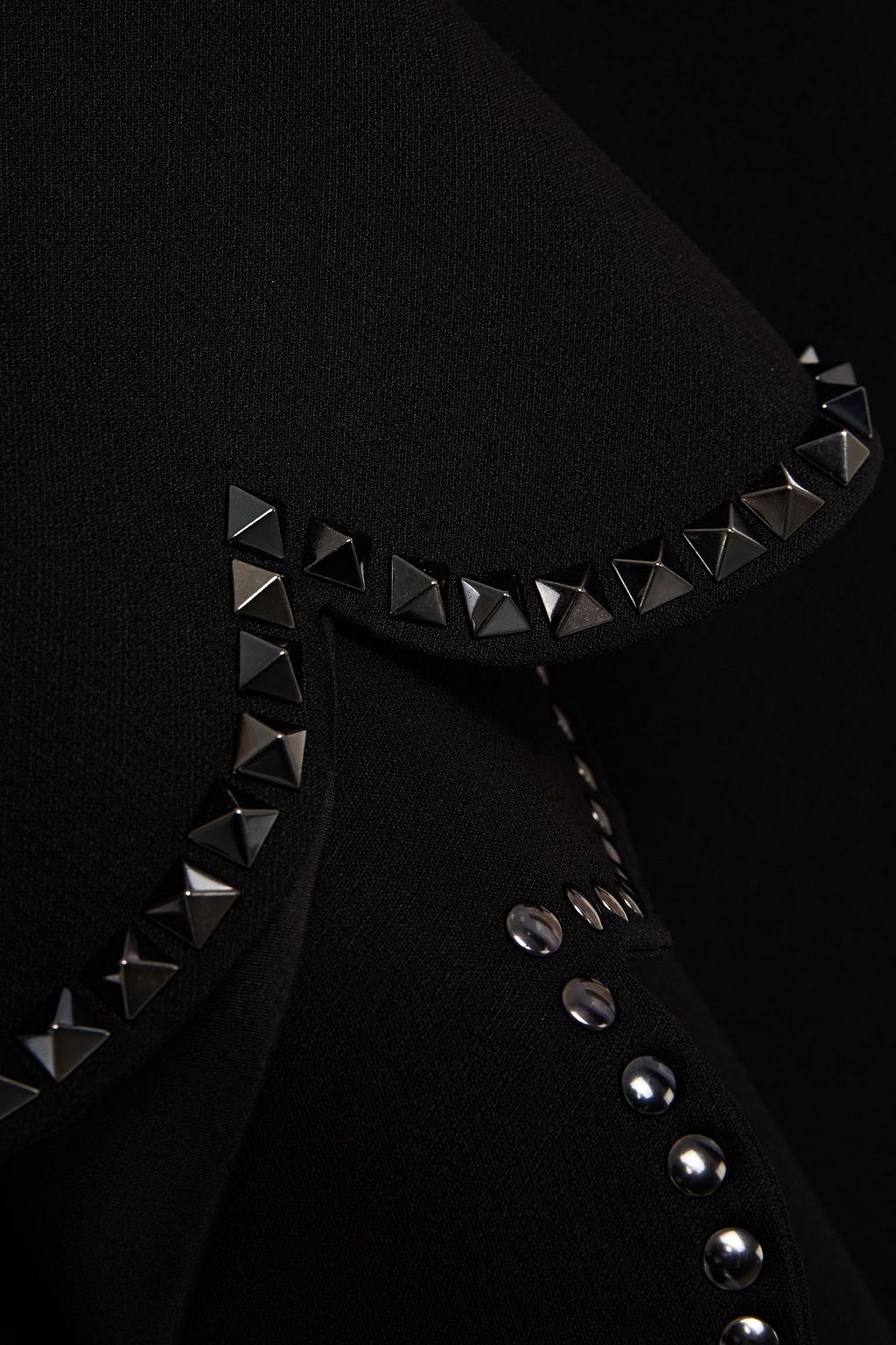 VALENTINO GARAVANI Scalloped studded wool and silk-blend crepe mini dress