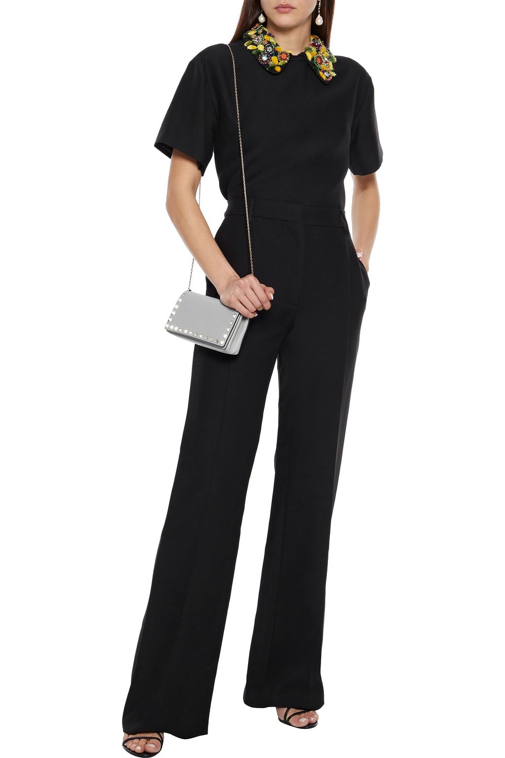 VALENTINO GARAVANI Wool and silk-blend crepe flared pants