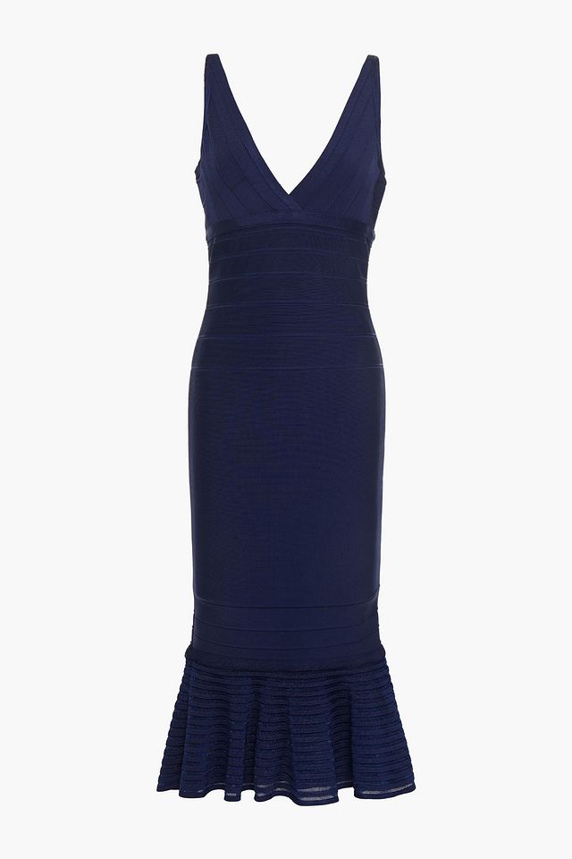 Fluted bandage midi dress